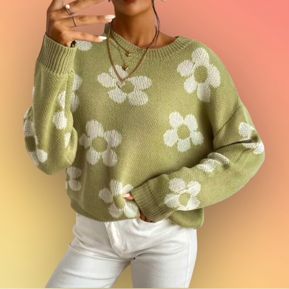 SHEIN Sweaters - Essnce Floral Pattern Drop Shoulder Sweater NWOT